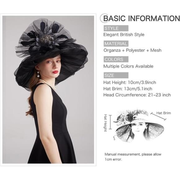 Women's Kentucky Derby Church Dress Hat 01-black, Grey - Picture 3 of 7